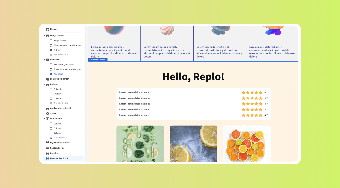 Adding pre-built Shopify Sections to your Store with Replo